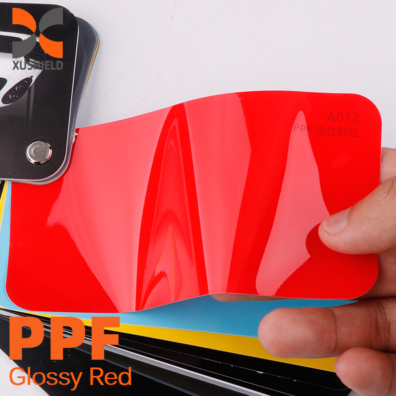 صناعة الأفلام XUSHIELD الشفاء الذاتي ppf tpu فيلم حماية الطلاء nano coated not yellowing TPU tph PPF اللون الأحمر اللامع